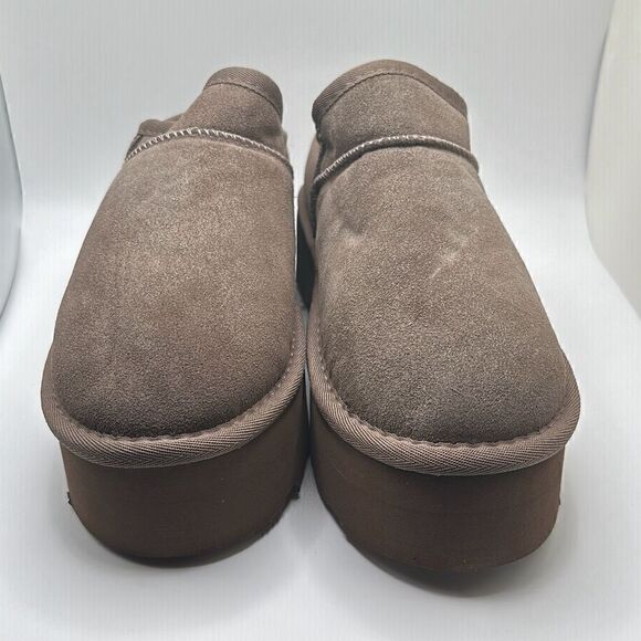 CUSHIONAIRE Women's Genuine Suede Cozy Mule Platform +Memory Foam 9 TAUPE - Picture 2 of 7